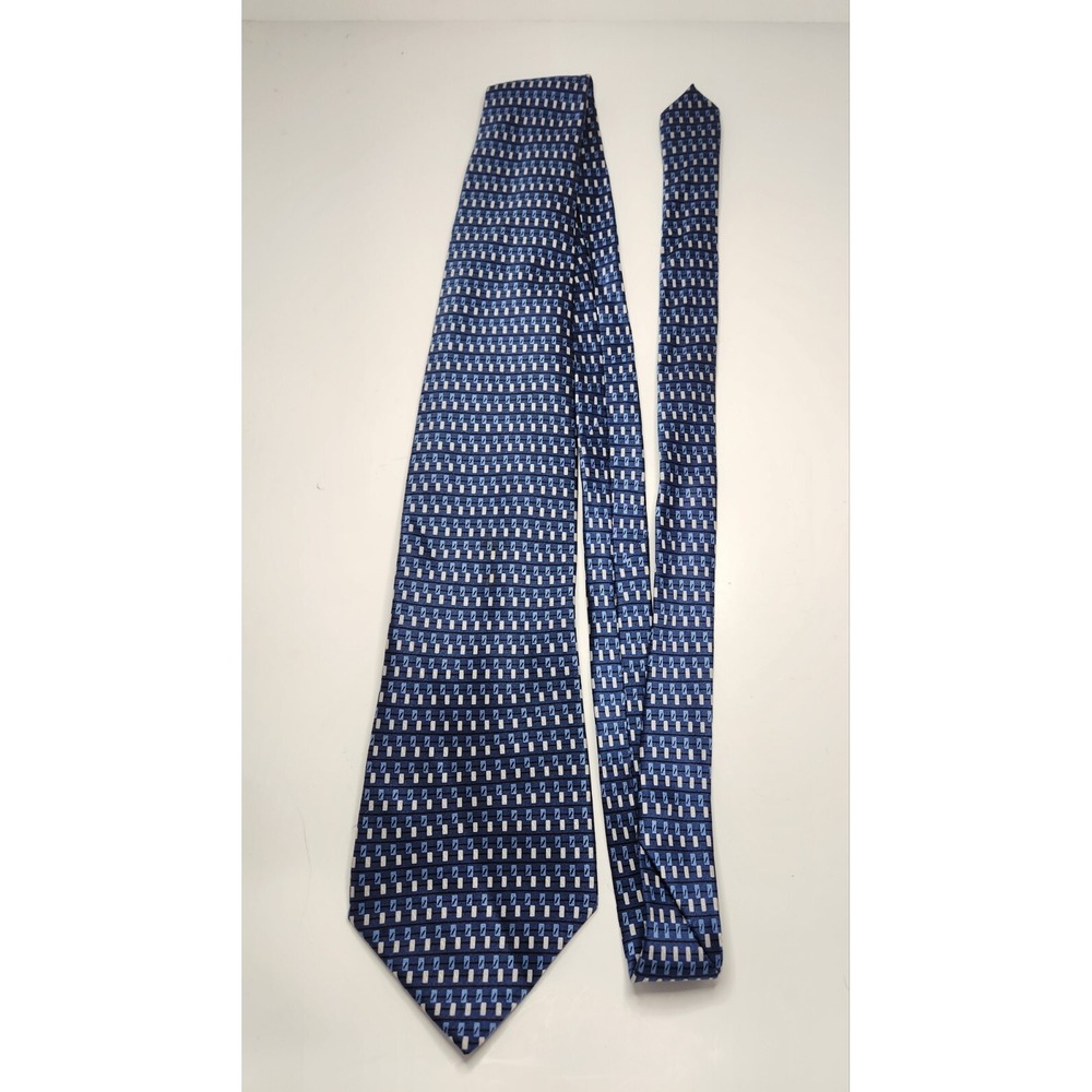 Men's Jones New York Tie 57"x4" Blue Geometric 100% Silk‎
